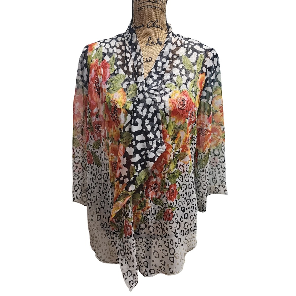 Investments Women's Sleeveless Floral Leopard Print Textured Tank Top M